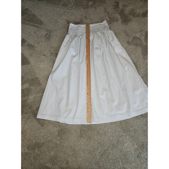 Madewell Smocked Maxi Skirt Womens Large Cotton Poplin NWOT Boho Coastal Cottage - Picture 6 of 8